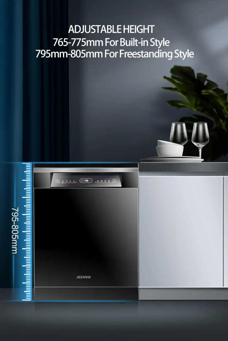 Description Picture 6 of item2024 New Design Home Restaurant Unique Foldable Racks Freestanding Dish Washing Machine Black Dishwasher