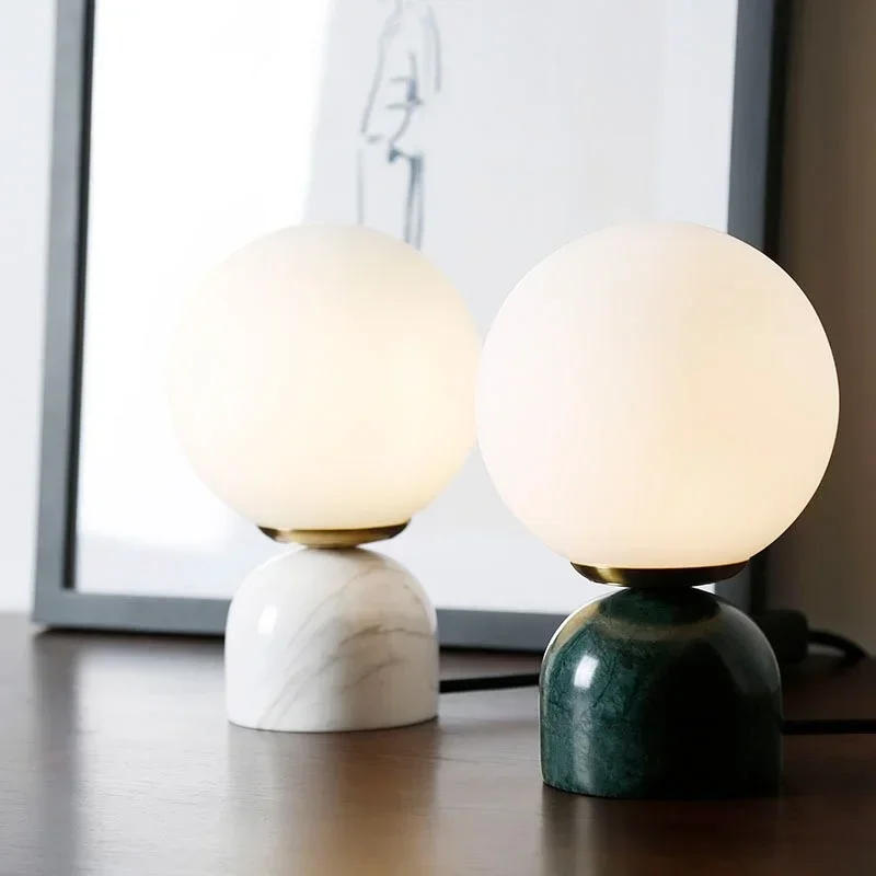 Description Picture 5 of itemNordicmarbleballtablelampliving room bedroom bedside lamp designer simple post-modern Internet celebrity small table lampторшер