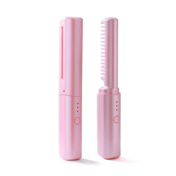 Wireless Professional Hair Straightener Curler Comb Fast Heating Negative Ion Straightening Comb Styling for Home Travel Women