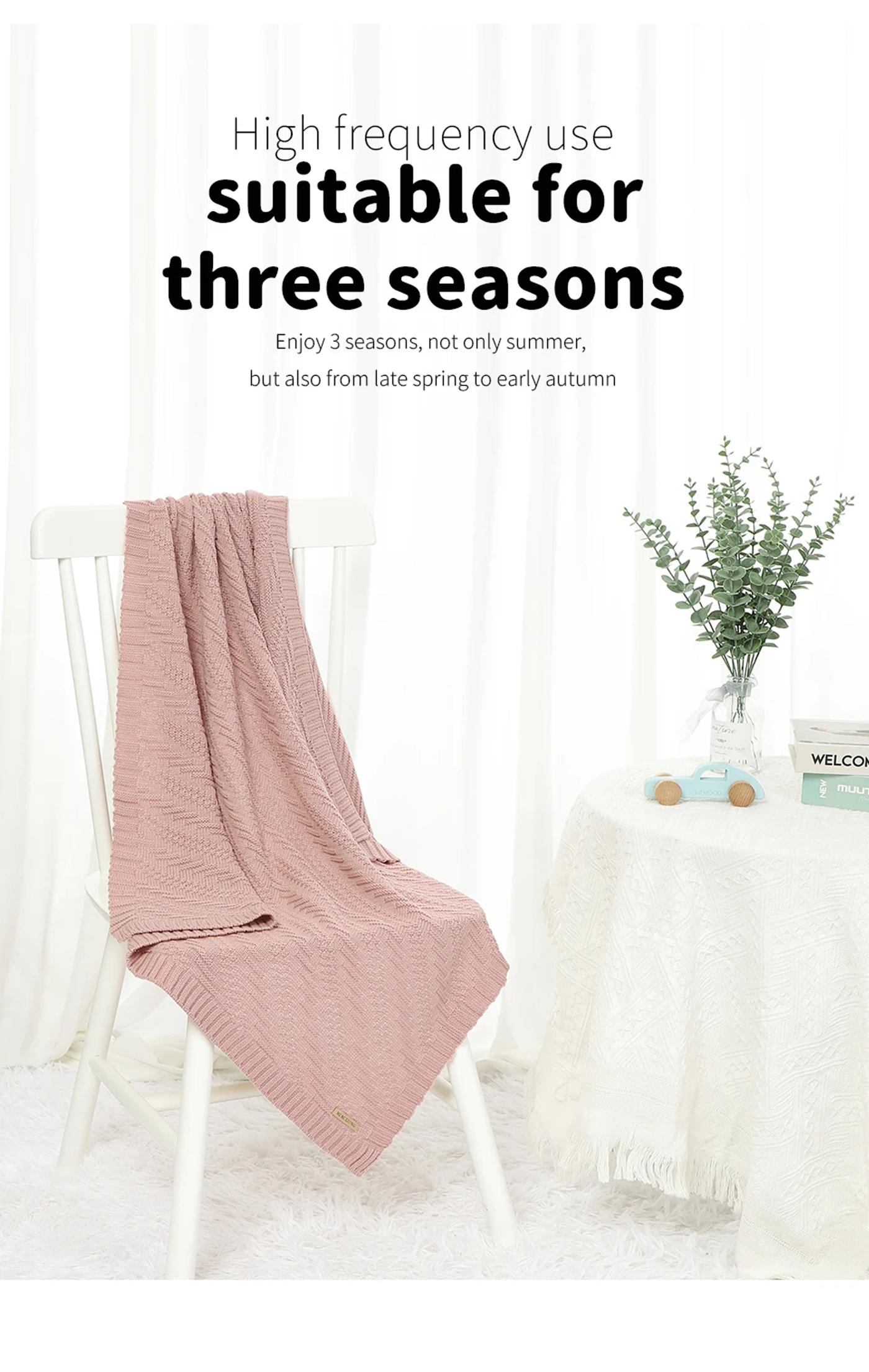 Description Picture 3 of itemNewborn Baby Blankets Knitted Infant Kids Boys Month Swaddle Wrap Sleepsack for Stroller Bassinet 100*80cm Toddler Girl Play Mat