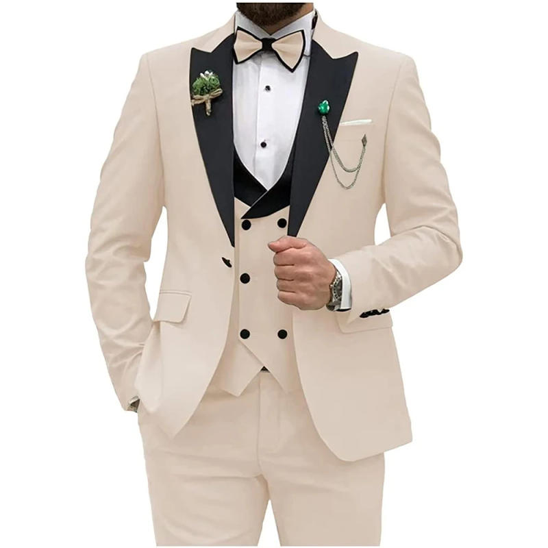 Description Picture 3 of itemSlim Fit Male Suits 2023 Double Breasted Vest 3 Pieces Business Men Wedding Suit Blazer Vest Pants with Tie Terno Masculino