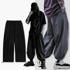 Men Bloomers Japanses Style Loose Deep Crotch Drawstring Elastic Waist Long Trousers Harem Pants