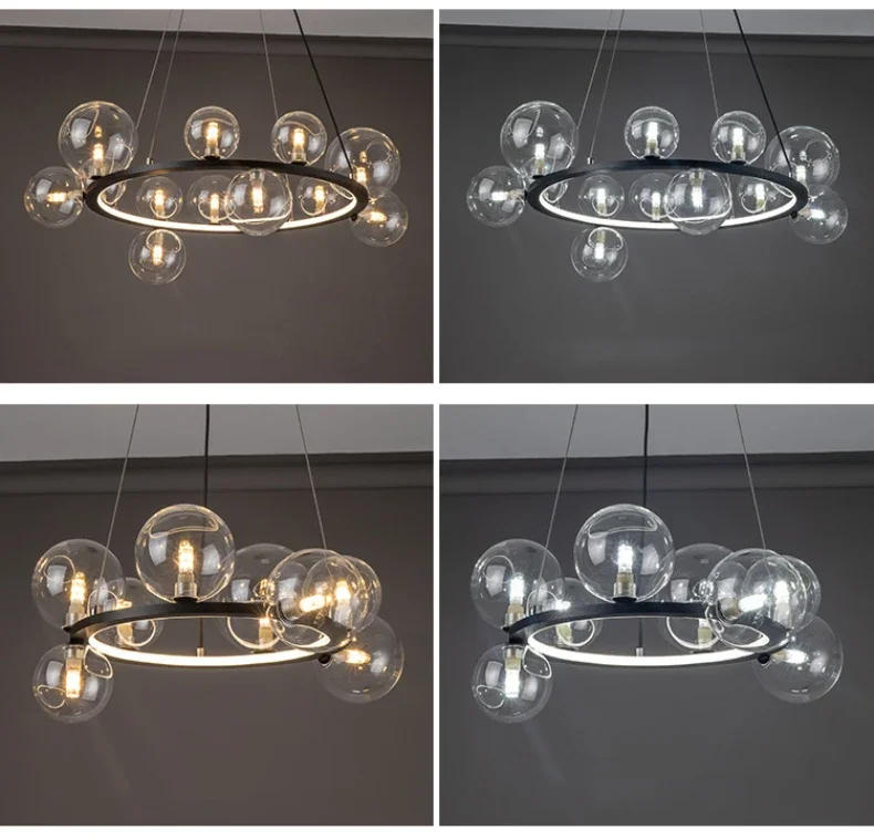 Description Picture 4 of itemGlass Ball Chandelier for Dining Room Living Room Nordic Glass Ball Bedroom Bedside Small Chandelier Bubble Light Chandelier