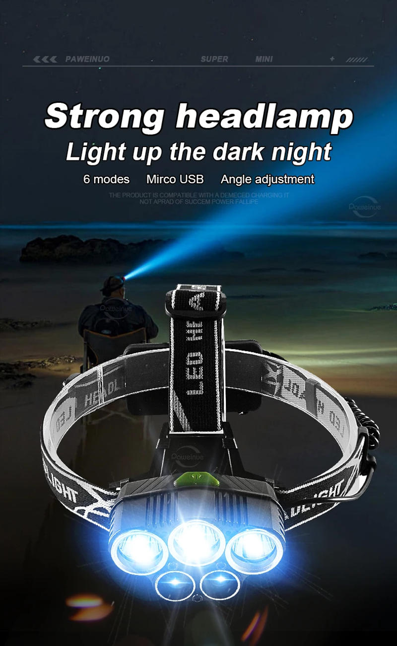 Description Picture 2 of itemPowerful 5LED Headlamp Rechargeable 18650 Battery Headlamp Strong Light Headlight Camping Adventure Fishing Head-mounted Lantern