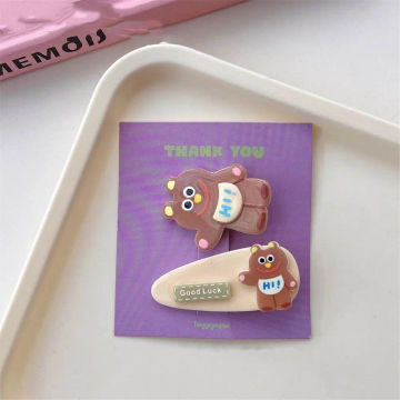 Kawaii Cartoon Mini Hair Clip Japanese Candy Color Animal Cute Barrettes Set Korean Style Hairpin Bear BB Clip Dancing