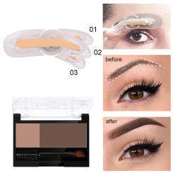 1pcs Adjustable Eyebrow Template Stamp Sponge Stencils Two-color Eyebrow Powder With Eyebrow Brush EyeBrow Palette Eye Brow Tool
