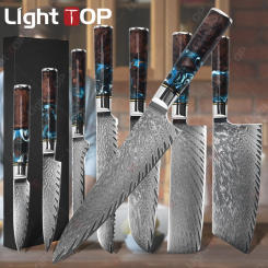 Professional Chef's Knife Set Damascus Steel Chopper Universal Kitchen Knives Bread Slicing Knife Sharp Meat Butcher's Cleaver
