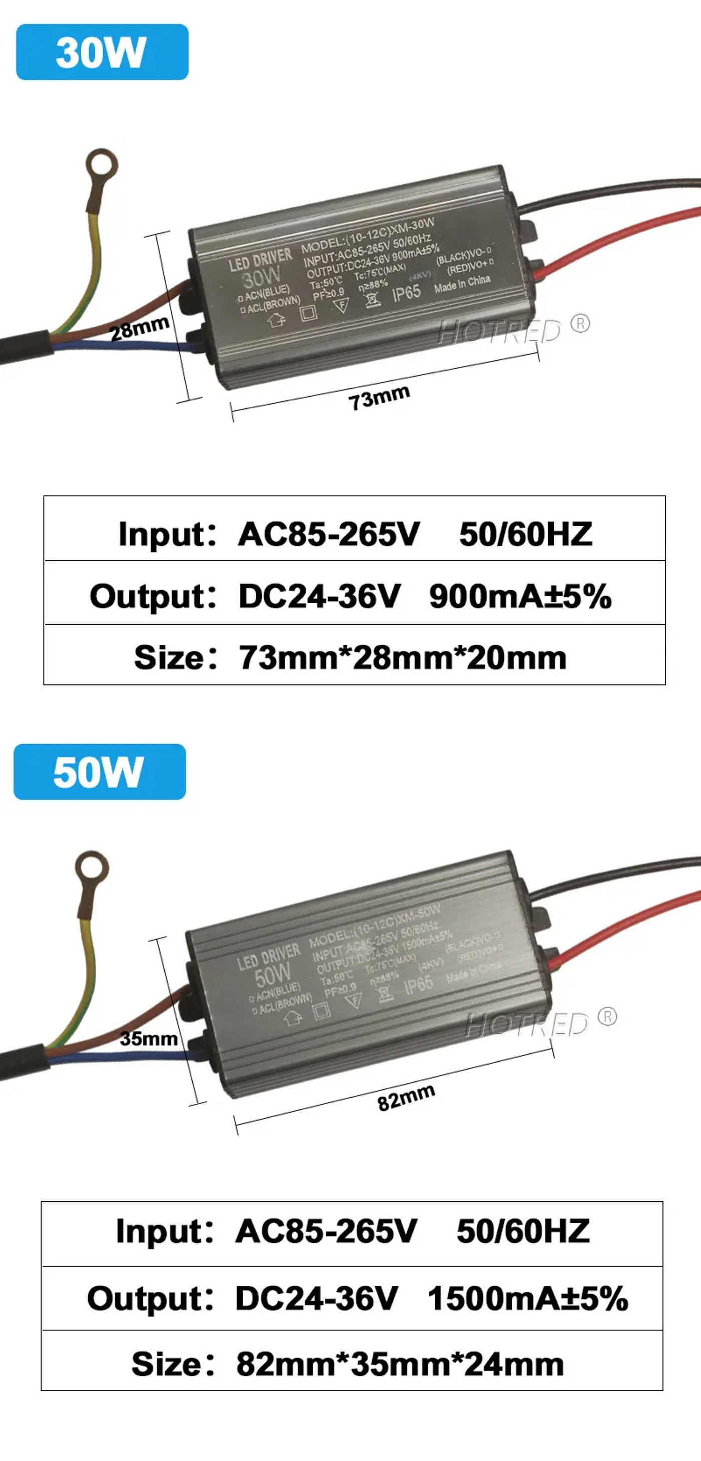 Description Picture 3 of itemLED Driver Waterproof Lighting Transformers 10W 20W 30W 50W 70W 80W 100W DC24-36V Power Supply 600mA 900mA 1500mA 2100mA 3000mA