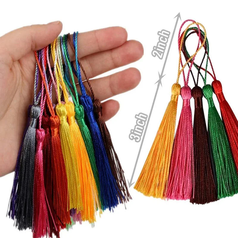 Description Picture 3 of item32Pcs 13cm Hanging Rope Bookmark Tassels Fringe Brush Silky Tassels Handmade Craft For DIY Jewelry Making Accessories