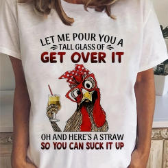 Cartoon Chicken Print T-Shirt Casual Short Sleeve Top For Spring & Summer Women's Clothing