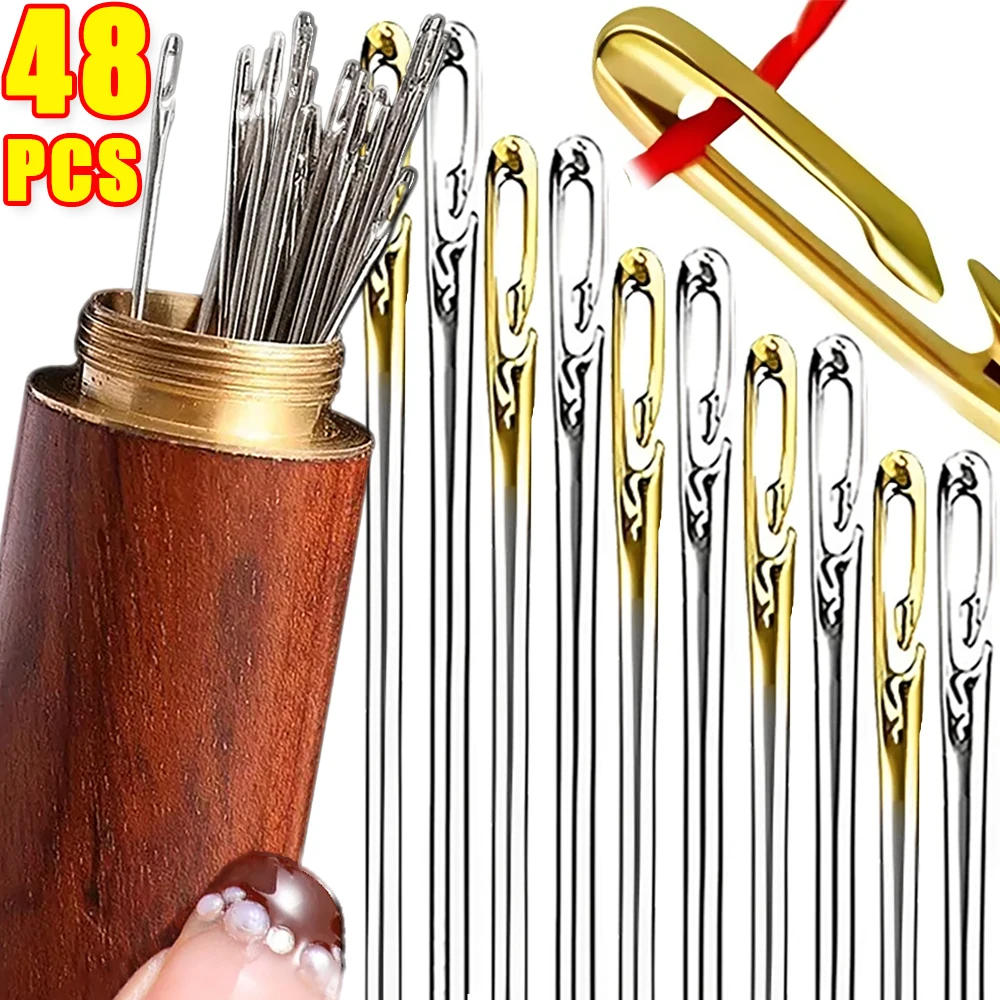 Description Picture 2 of itemSide Hole Blind Sewing Needles Stainless Steel Elderly Needles Hand Sewing Stitching Pin Diy Home Self Beading Threading Needles