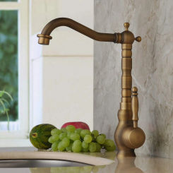 Antique Brass Kitchen Faucet 360 Swivel Bathroom Basin Sink Mixer Bronze Tap Vintage Copper Faucet Single Lever Home Accessories