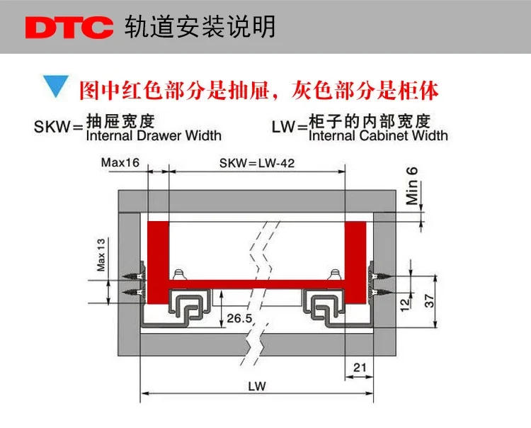 Description Picture 5 of item1Pair/ Lot Rebound Press To Release Push Open Under Mount Drawer Slide Rail Runner DTC Brand 25KG