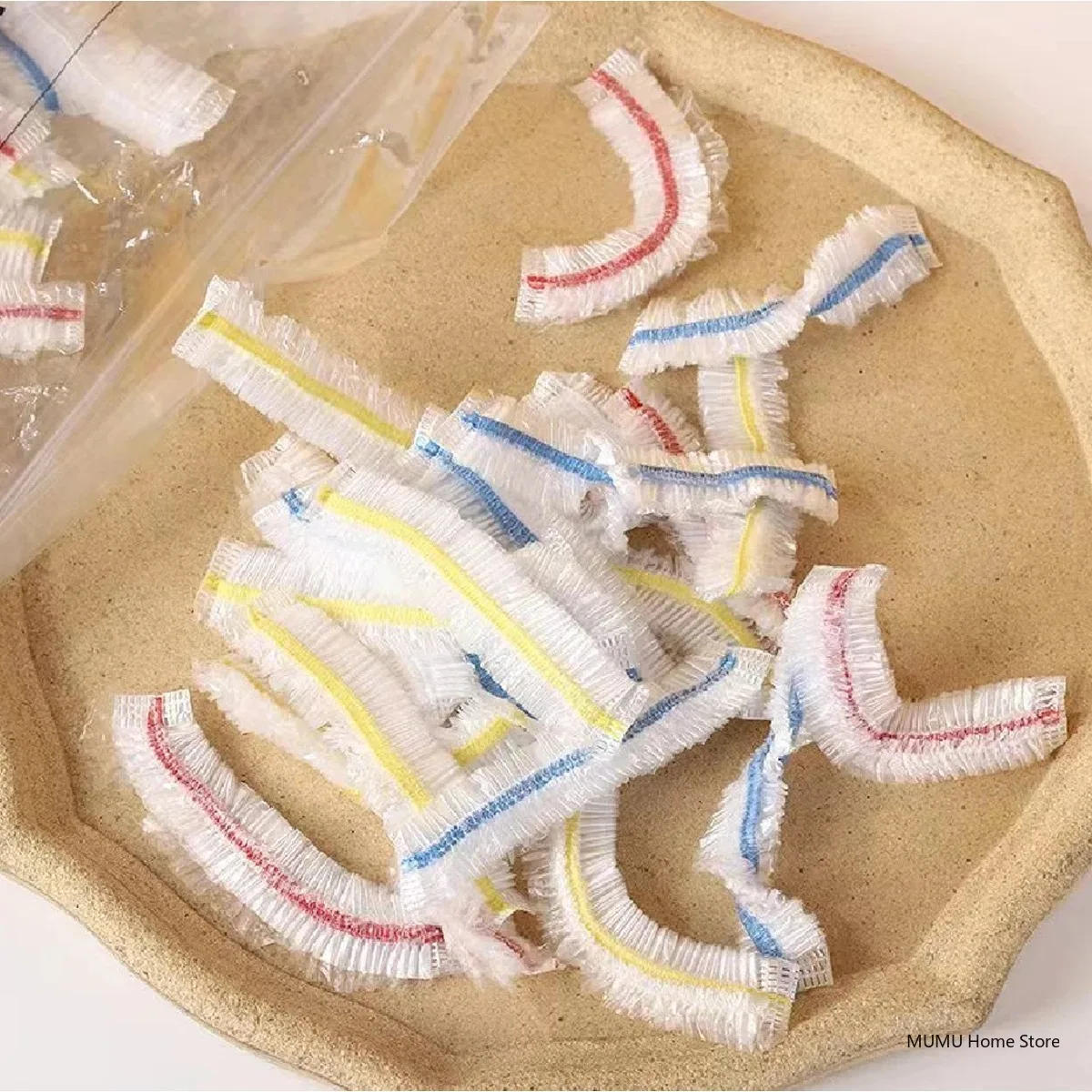 Description Picture 6 of item50/100/200/500pcs Disposable Food Cover Fresh-keeping Fruit Bowl Elastic Plate Silicone Lid Cover Plastic Wrap Packaging Bag