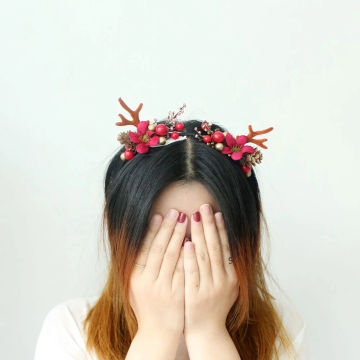 Female Headdress Antler Hair Clasp Pin Barrettes Performance Accessory Christmas Hoop Mori Style Korean Elk
