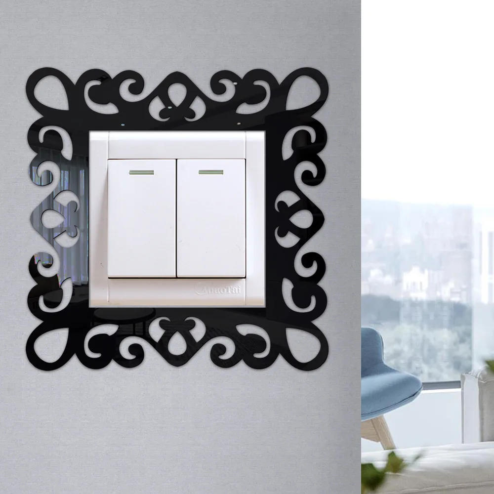 Description Picture 5 of itemAcrylic Self-Adhesive 3d Wall Sticker Light Switch Cover Mirror Face Stickers on The Wall Home Room Decoration Photo Frame Shape