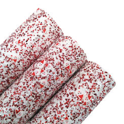 Christmas Chunky Glitter Faux Leather Vinyl Fabric Sheet Felt Backing with Santa Claus Clay Synthetic Leather For Bows DIY R399B