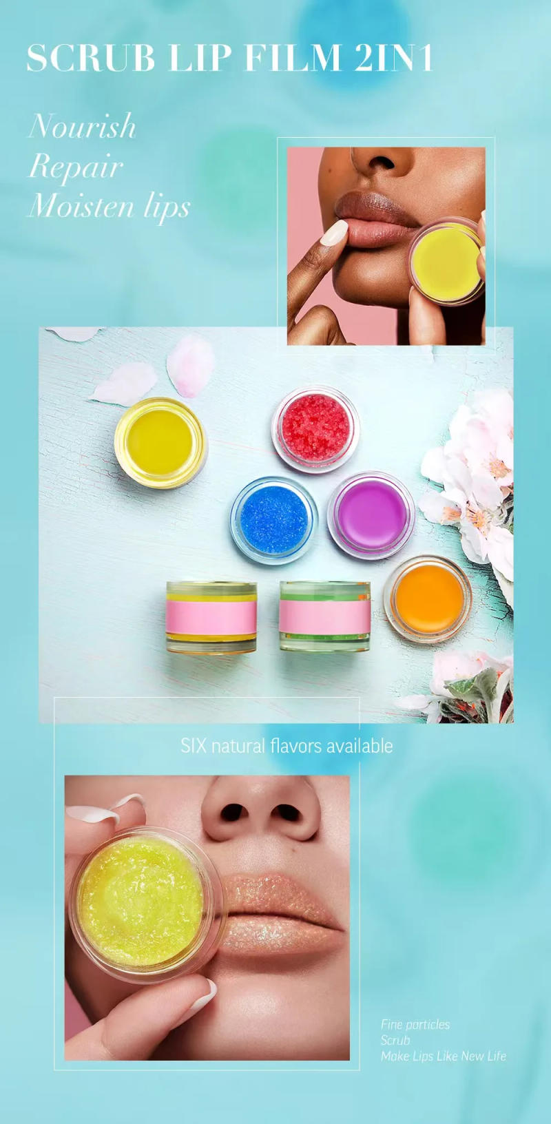 Description Picture 5 of itemCustom Double-layers Lip Mask&lip Scrub Nourish Moisturizing Fade Lip Lines Improve Dry Repair Cracks Bulk Makeup Private Label