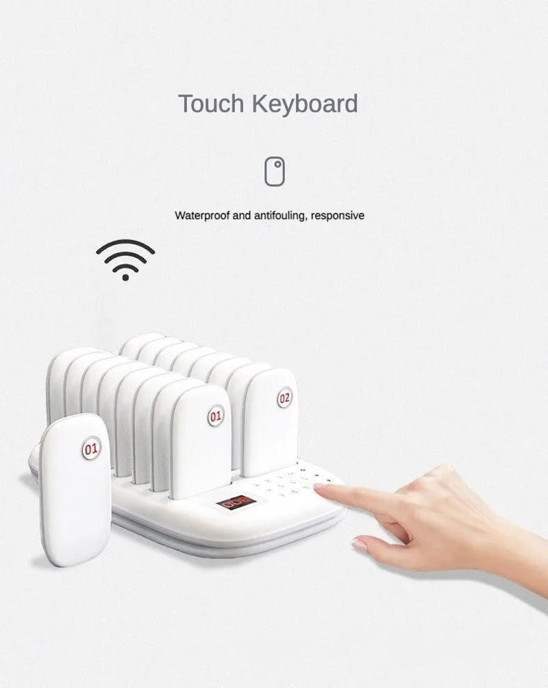 Description Picture 6 of itemRestaurant Pager System,Pagers for Restaurants,Mute Function,Max 998 Beepers,Touch Keypad,16 Pagers, for Church,Hospital,Clinic