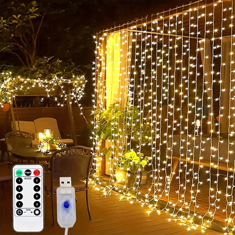 Description Picture 5 of itemChristmas Decoration Curtain LED String Lights USB Remote Control Holiday Wedding Fairy Garland Light for Bedroom Outdoor Home