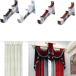 Support Home Decor Metal Double Rod Bracket Window Hardware Holder Hang Curtain Rod Holders Double Curtain Rod Bracket