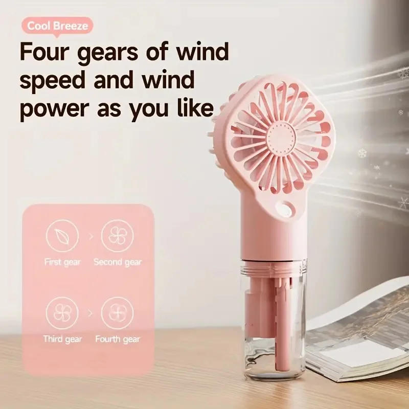 Description Picture 6 of itemPortable Rechargeable Handheld Misting Fan - Battery operated USB rechargeable mini face steamer fan for travel and outdoor use
