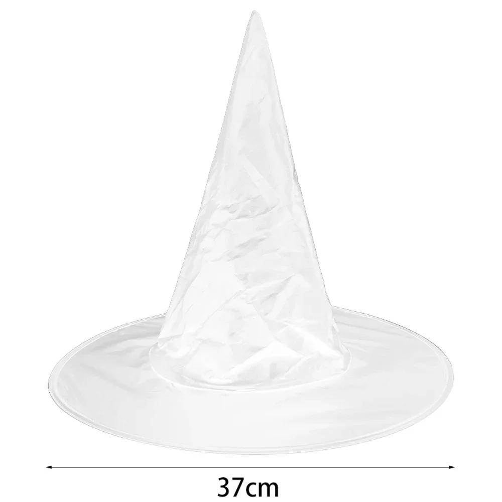 Description Picture 2 of itemBlack White Halloween Witch Hat Unisex Hats for Adults Kids Halloween Party Supply Cosplay Costume Prop Decorations Wizard Caps