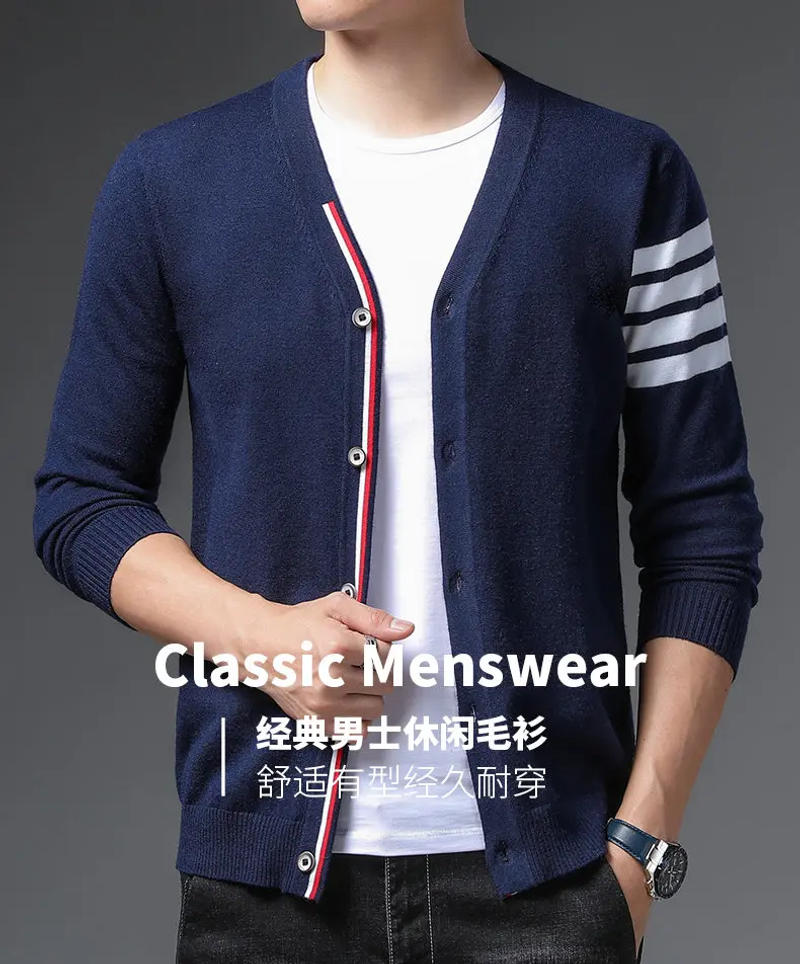 Description Picture 3 of item2024 men's spring new long sleeved knitted cardigan casual jacket men's clothing