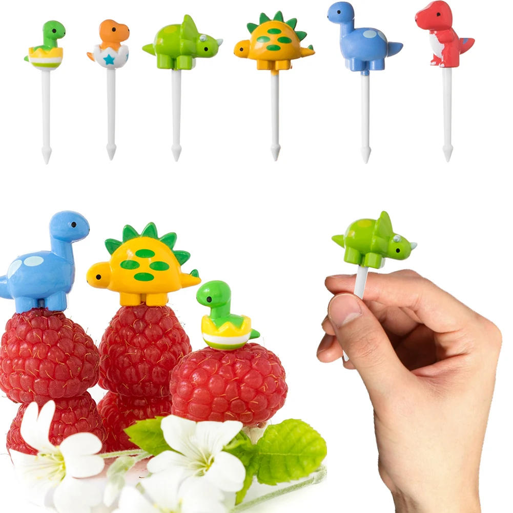 Description Picture 2 of item6pcs/set Cute Dinosaur Fruit Fork Kids Snack Dessert Decoration Forks Toothpick Lunch Salad Decoration Accessories Cake Picks