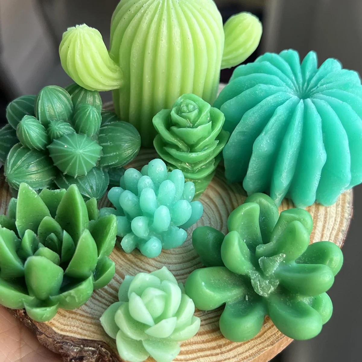 Description Picture 4 of itemDIY Succulent Cactus Scented Candle Molds Cute Simulation Plant Silicone Mold Flower Plaster Soap Aromatherapy Candle Making