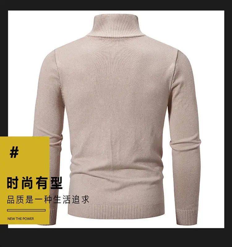 Description Picture 3 of itemNew autumn and winter men's fleece plus large size zip-up half turtleneck sweater men's long-sleeved sweater