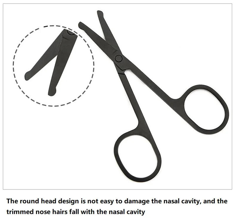 Description Picture 4 of itemNose Hair Scissors Mini Stainless Steel Round Head Beauty Trimmer Nose Hair Trimmer Portable Ergonomics Nose Hair Cutter