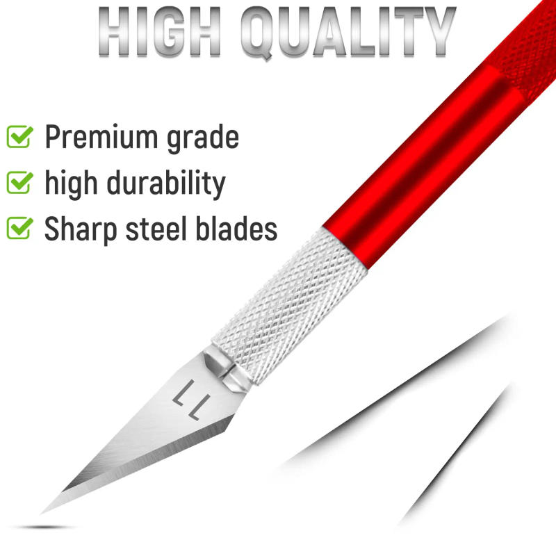 Description Picture 5 of itemSMARLAN Non-Slip Metal Scalpel Knife Tools Kit Cutter Engraving Craft Knives+5pcs Blades Mobile Phone PCB DIY Repair Hand Tools