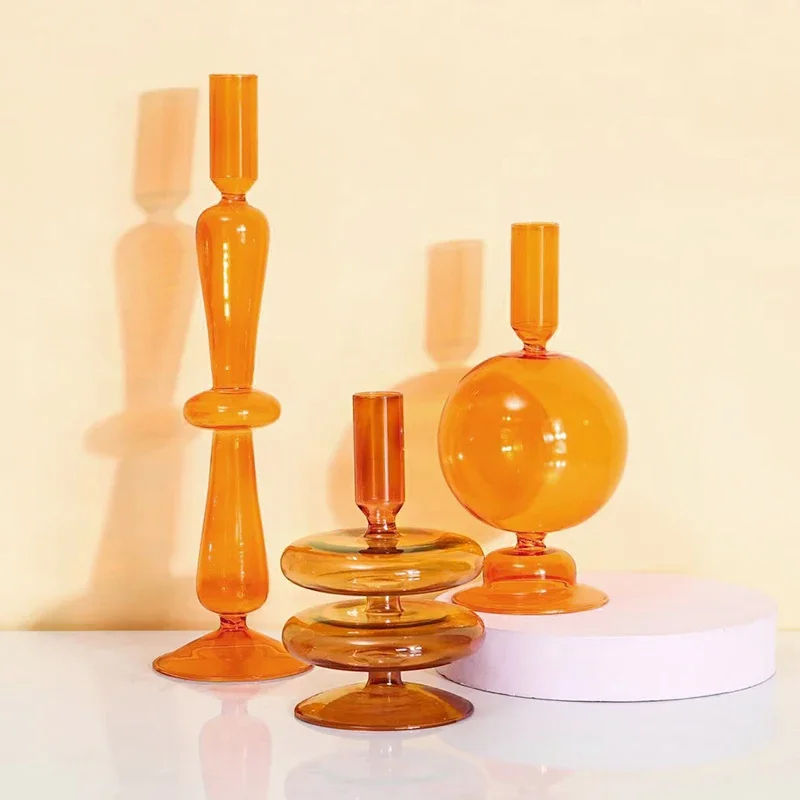 Description Picture 6 of itemVintage Glass Candlestick Flower Vase Crafts Glass Floriddle Taper Candle Holder Nordic Home Decorate Romantic Minimalist Holder