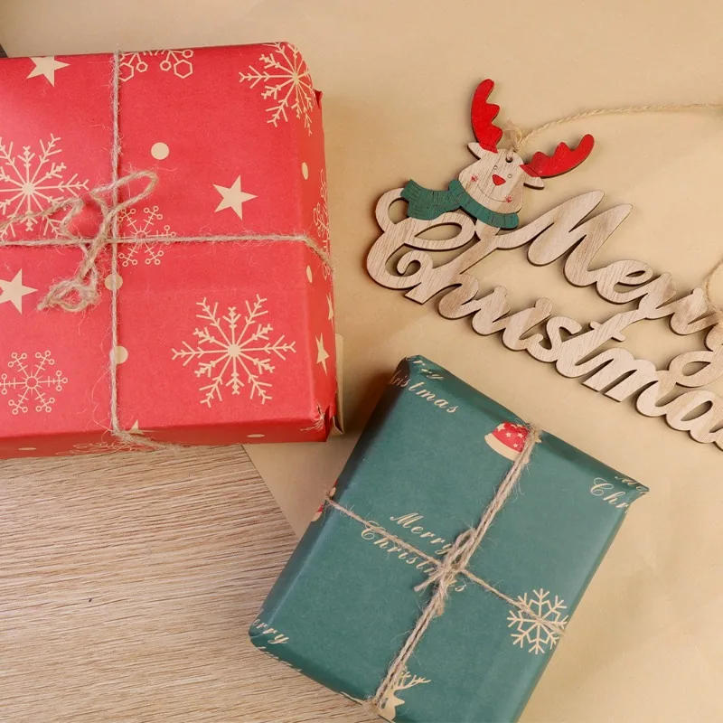 Description Picture 4 of itemChristmas Gift Wrapping Paper Santa Claus Snowflake Pattern Gift Wrap Artware Kraft Paper Christmas Decorative Gift Packaging