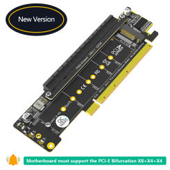 For Dual NVME M KEY to PCI-E 4.0 16X PCI Express M Key PCIe4.0 X16 X8 Signal Slot Riser Card Motherboard SSD Support Bifurcation