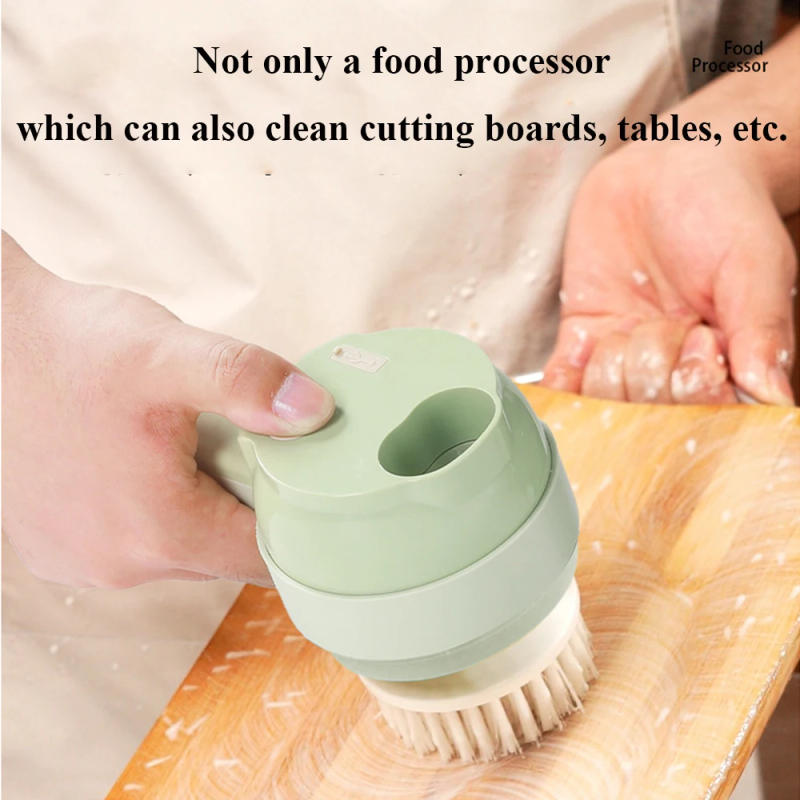 Description Picture 6 of item4 IN 1 Electric Vegetable Cutter Set Multifunctional Garlic Mud Masher Chopper Mini Food Processor Cutting Pressing Mixer Slicer