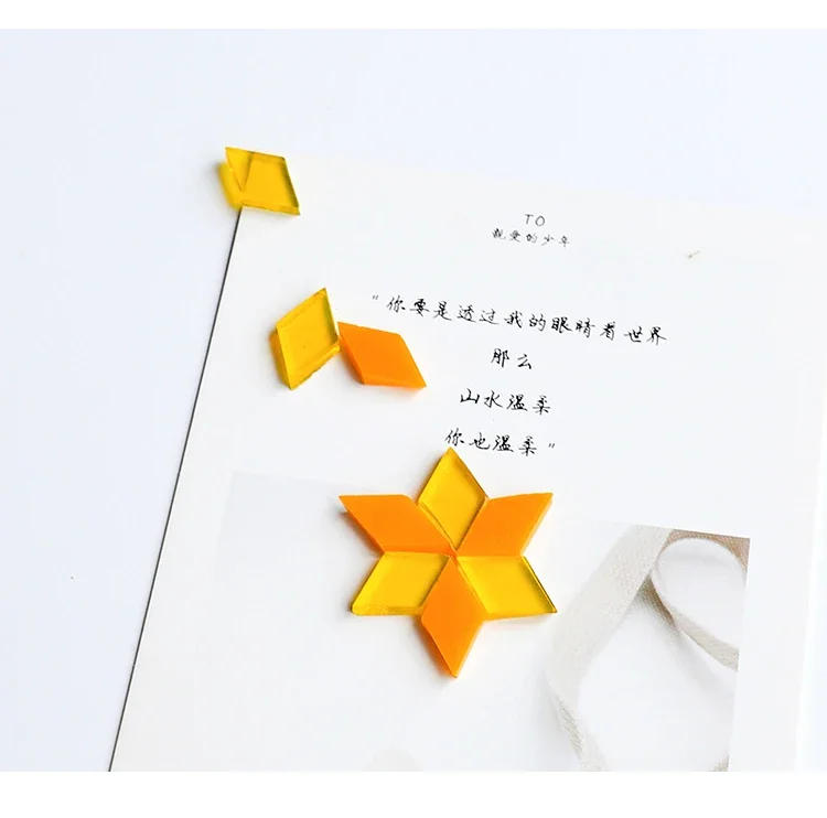 Description Picture 6 of item200g Diamond Shape Mosaic Mica Stained Glass Mosaic Tiles Mosaic Making Tiles for Puzzle Art DIY Craft Lamp Table Accessories