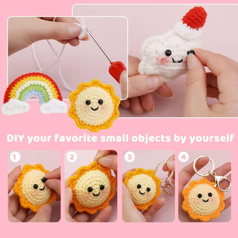 Description Picture 5 of itemCrochet Material Pack Star Moon Flower Pendant wih Knitting Yarn Crochet Hook Fiber Fill for Beginners