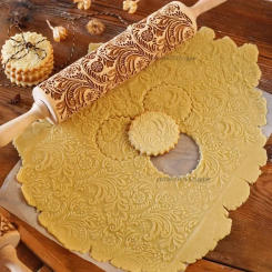 35X5cm European Retro Flower Window Grilles Deep Engraved Wooden Embossed Cookies Rolling Pin Christmas Rolling Pins Baking Mold