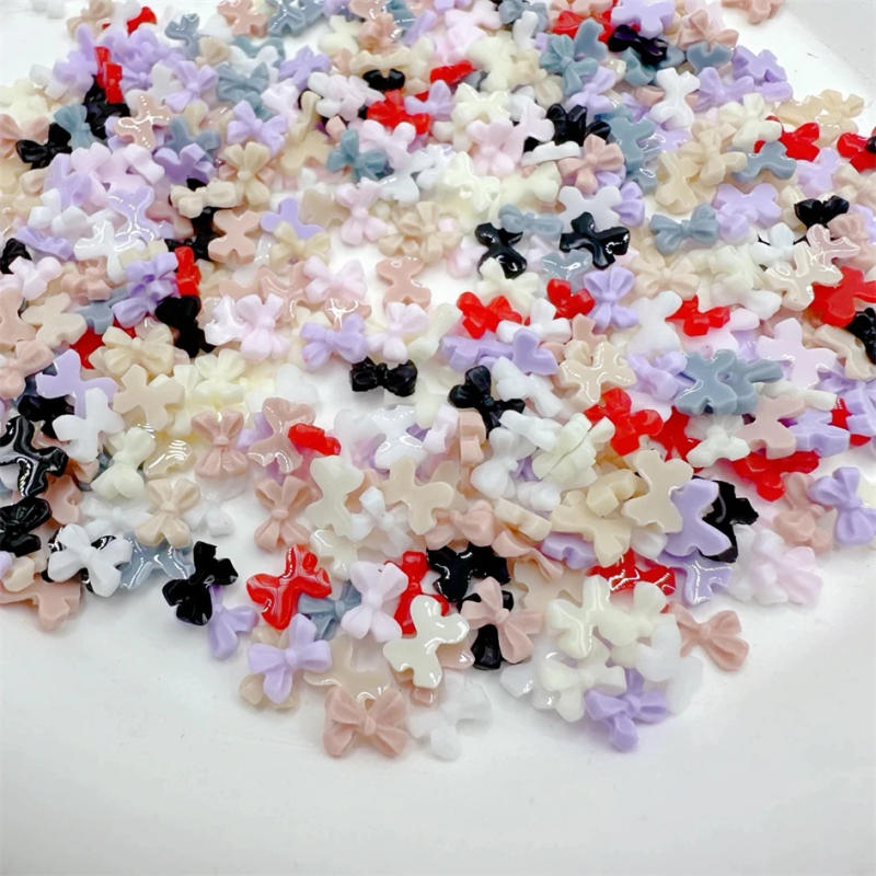 Description Picture 5 of item100pcs Mini Bow Nails Charm Kawaii Nail Art Accessories 3D Colorful Resin Bow Tie Rhinestones Nails Decorations Parts Korean DIY