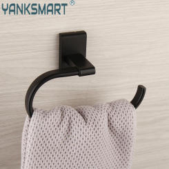 YANKSMART Matte Black Hand Towel Rack Self Bathroom Towel Hand Towel Holder Bar Stick on Wall Stainless Steel