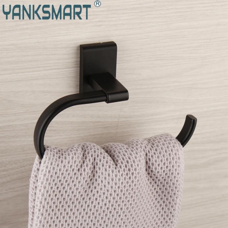 Description Picture 2 of itemYANKSMART Matte Black Hand Towel Rack Self Bathroom Towel Hand Towel Holder Bar Stick on Wall Stainless Steel