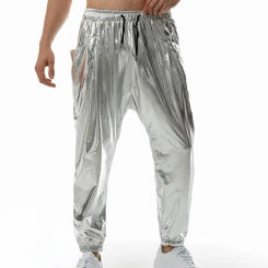 Sweatpants Stylish Men's Drawstring Harem Pants with Elastic Waist Side Pockets Soft Breathable Jogging Trousers for Casual