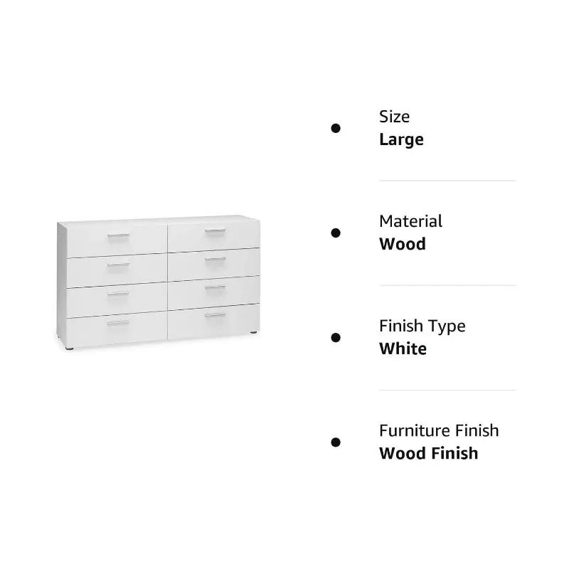Description Picture 3 of itemLoft 8 Drawer Double Dresser , White bedroom furniture