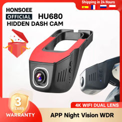 Honsoee Auto Car Dvr Dash Cam Front and Rear Dashcam 4K 1080P WIFI Camera Video Recording App Night Vision 24H Parking monitor