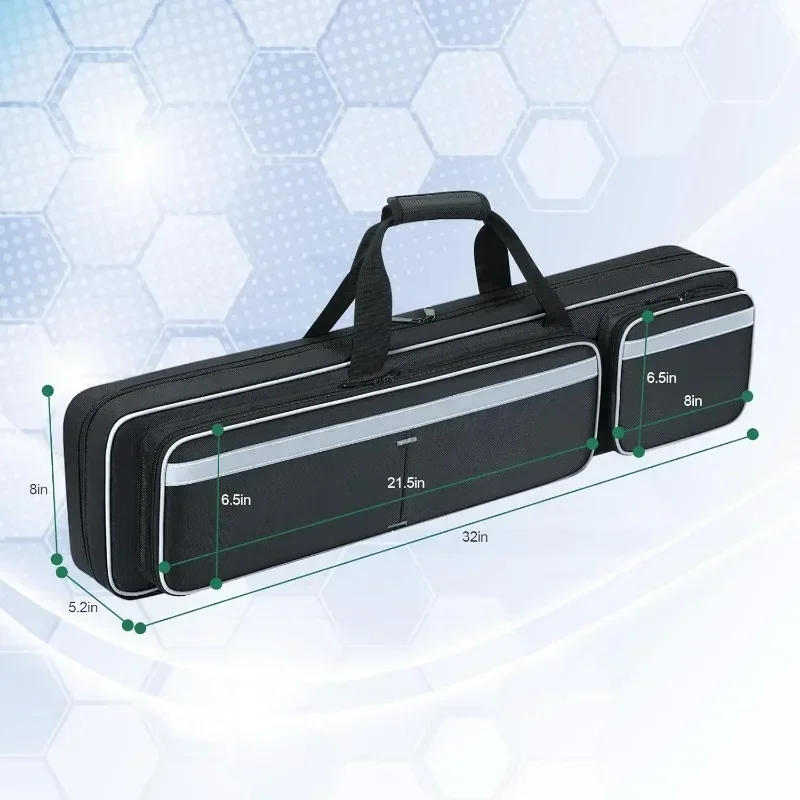 Description Picture 4 of itemPool Cue Carrying Case Soft Padded Billiard Stick Bag with Multi-pocket for 4 Butts and 5 Shafts, Pool Stick Case with Shoulder