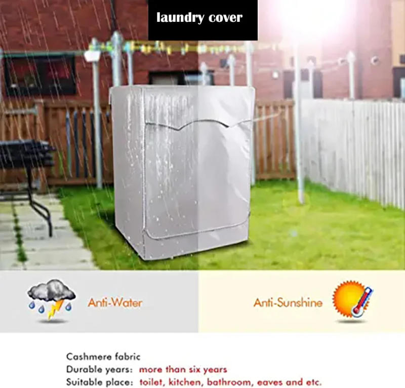 Description Picture 5 of itemWasher-dryer cover Washing machine cover Polyester waterproof front load sunblock laundry silver coated dust cover
