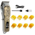 All Metal Dragon Pattern Retro Electric Hair Clipper Rechargeable Hair Trimmer LCD Hair Dedicated Barber Machine