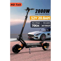 2000W Dual Motor Electric Scooter 52v 20.8AH Hydraulic Shock Absorption Speed 70km/h Adult Escooter